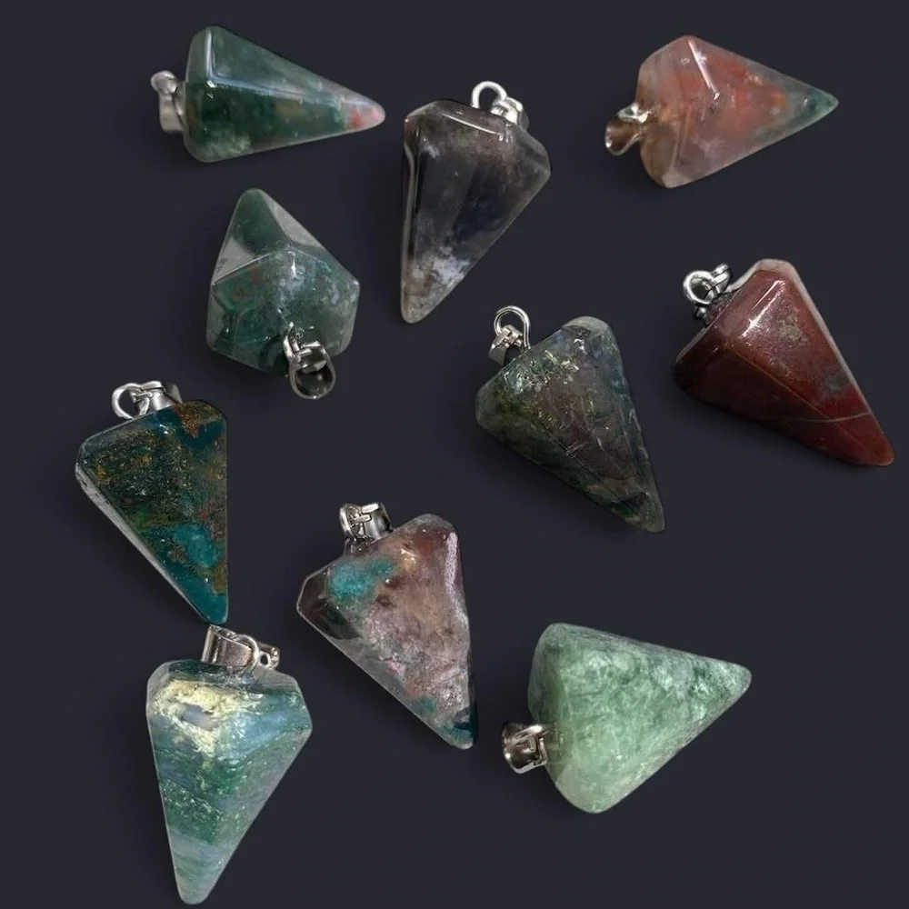 Indian Agate Pyramid Pendant Necklace